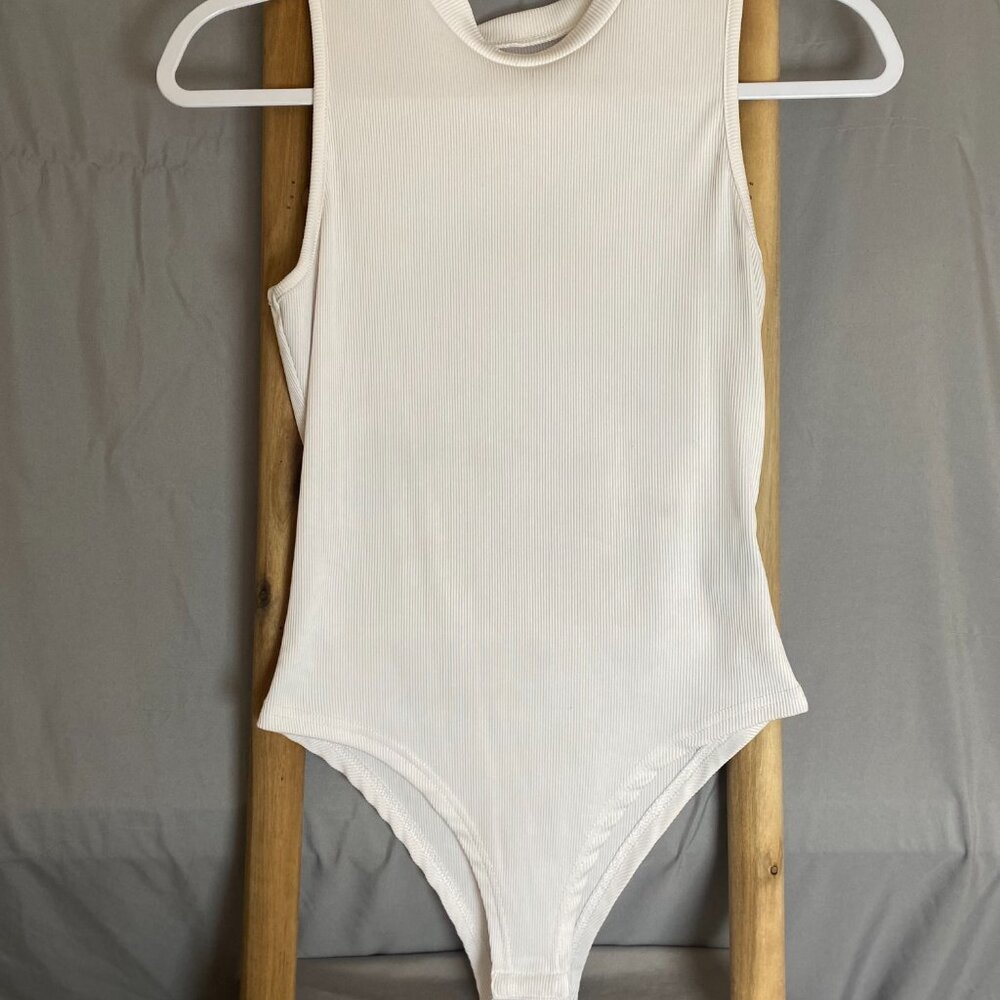 High Neck, Tank Top, White body suit. Size:medium